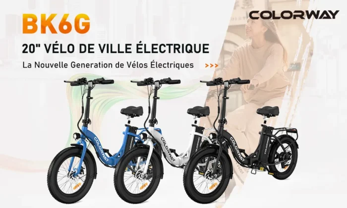 COLORWAY BK6G - Bicicleta eléctrica plegable de 20″ - 36 V, 12 Ah, 250 W - Negra - Image 3
